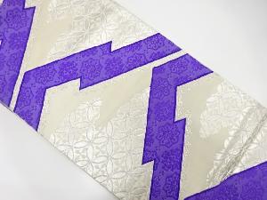 変わり松皮菱に七宝模様織出し袋帯